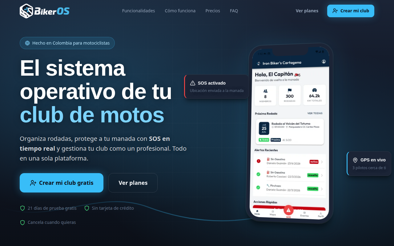 BikerOS landing page — built with Elur Kit (SSG, islands, SEO)